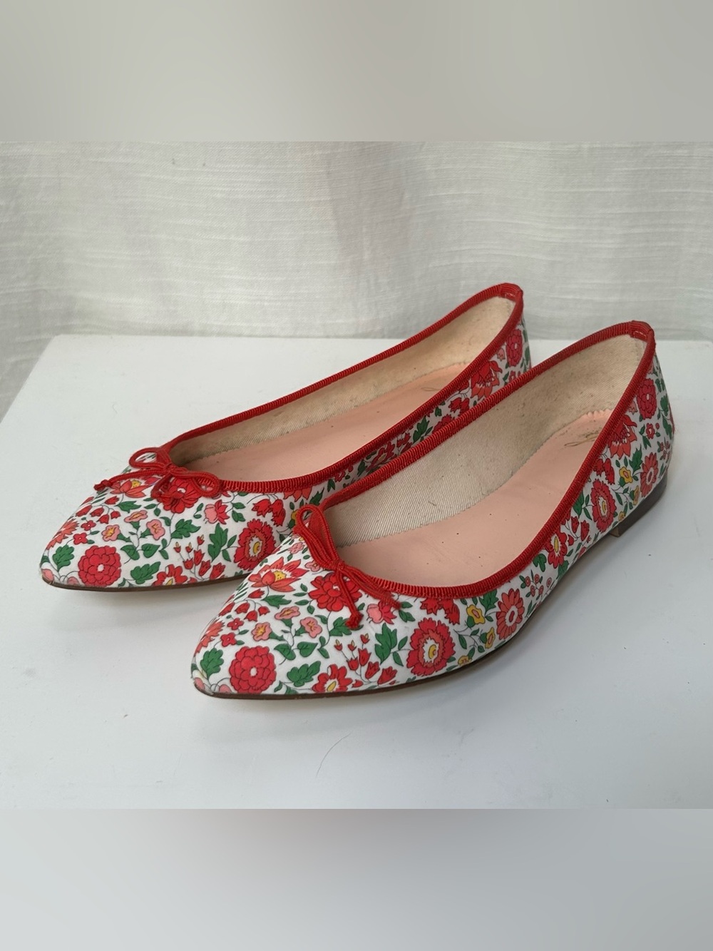 J.Crew Gemma Ballet Flats in Floral Cloth - White with Red - Picture 2 of 10